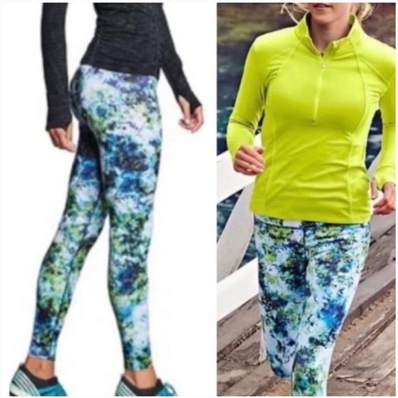 Athleta Pants - Athleta Hypersonic Sonar Tight Size Small- Caspian Blue Multi